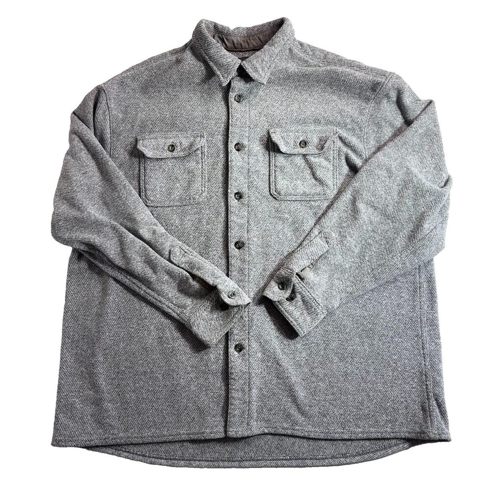 Vtg Cabelas Shacket Mens 2XL Gray Twill Workwear Utility Shirt Jacket Heavy USA